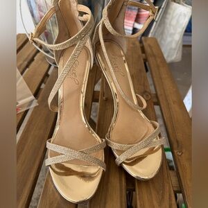 Jewel Badgley Mischka Gold Strappy Heels